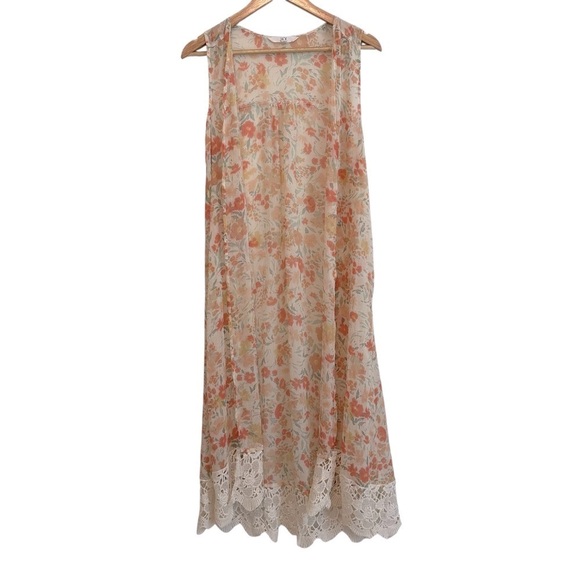 Jack Tops - Jack Women's Small Sleeveless Ivory Floral Cottagecore Crochet Lace Overlay Top